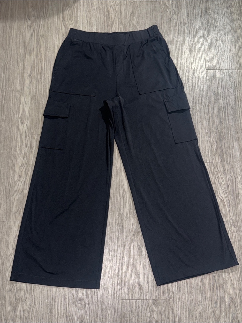 Lou & Grey Green Wide Leg Cargo Pants Elastic Waist Utility Trousers Large